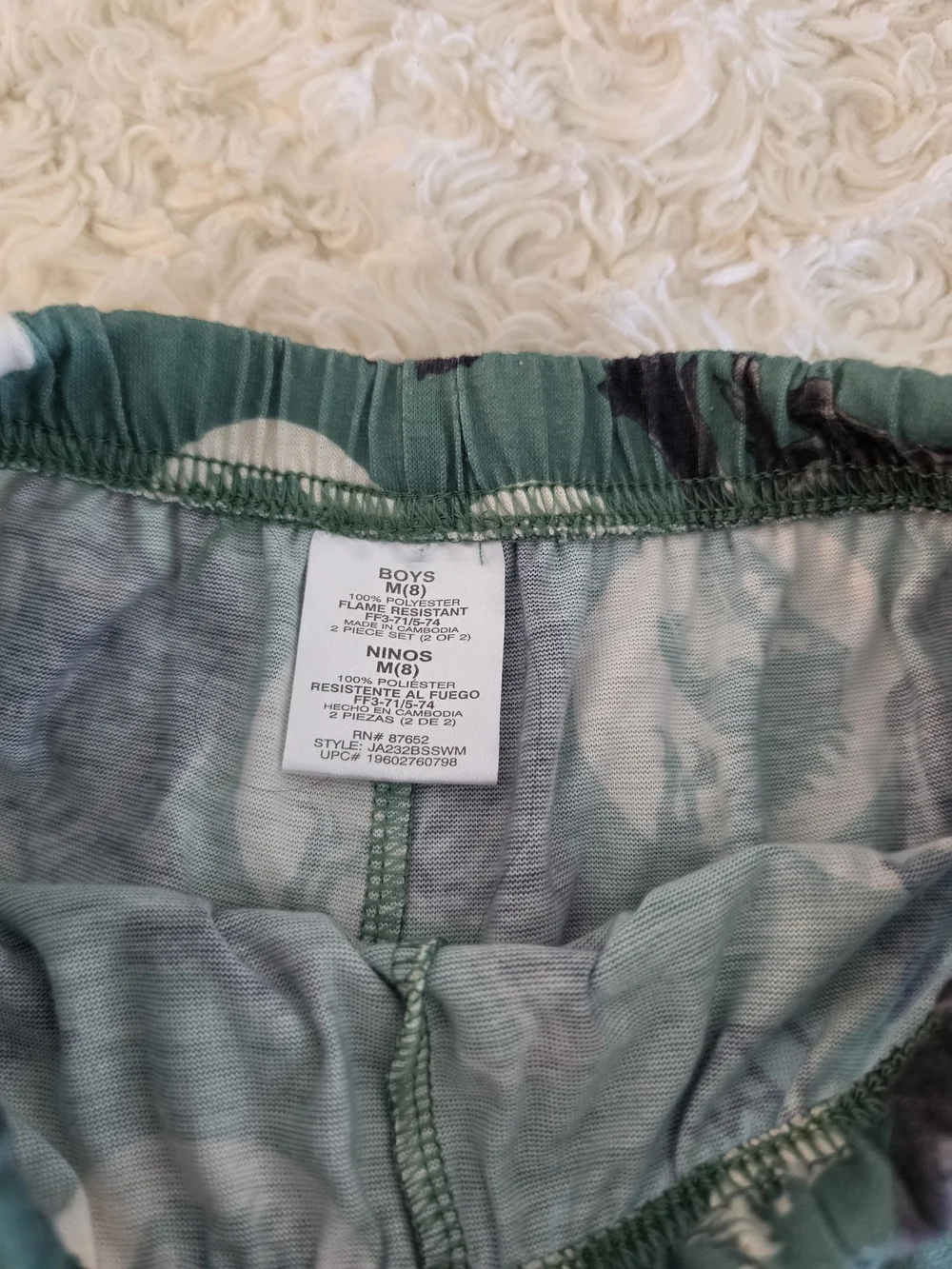 Kids Dinosaur Pajama Set - Teal & White T-Rex Sleepwear
